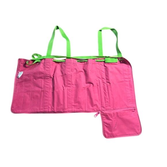 The Original Nantucket Diddy Bag Canvas tote pink and green zip around closure - Picture 8 of 10